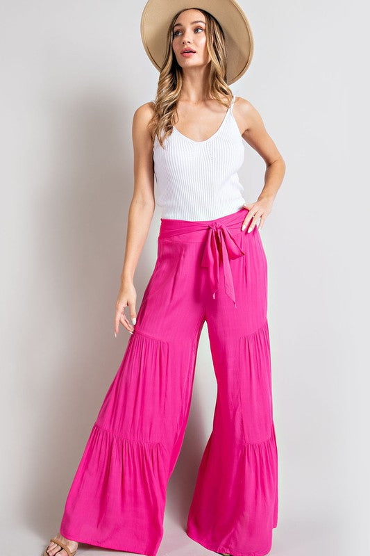 TIERED WIDE LEG PANTS