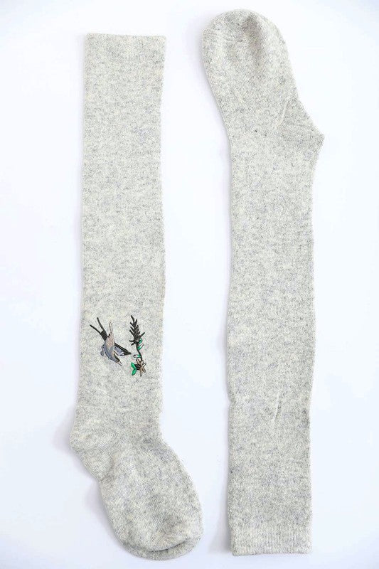 Hummingbird Wool Knee High Socks