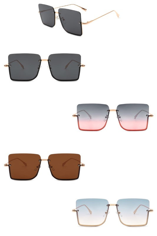 Square Half Frame Oversize Fashion Sunglasses