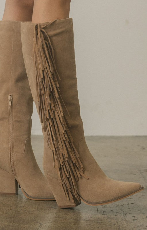 Stevie - Knee-High Fringe Boots