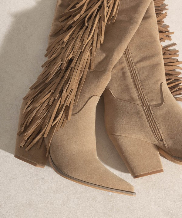 Stevie - Knee-High Fringe Boots