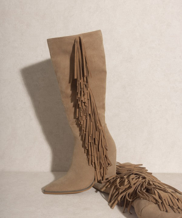 Stevie - Knee-High Fringe Boots