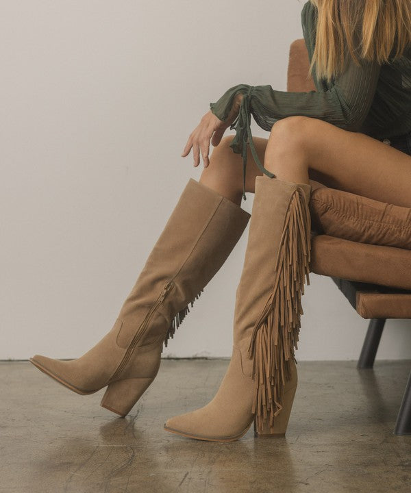 Stevie - Knee-High Fringe Boots