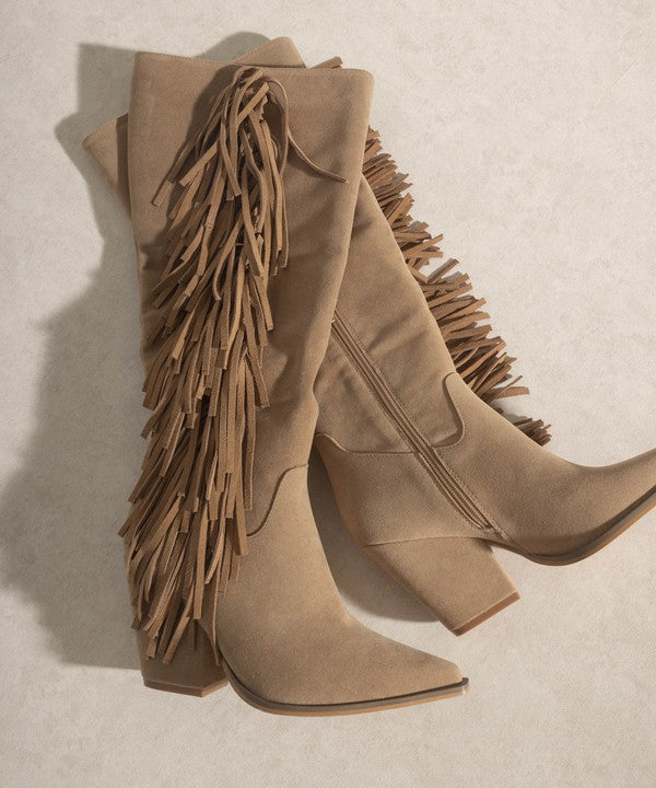 Stevie - Knee-High Fringe Boots