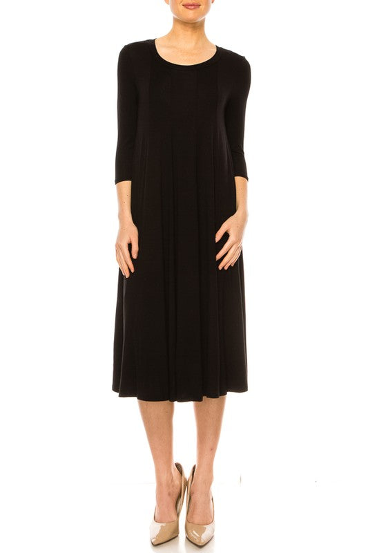 Solid jersey knit a-line dress