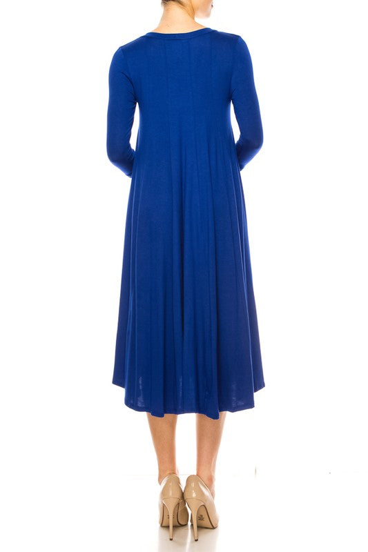 Solid jersey knit a-line dress