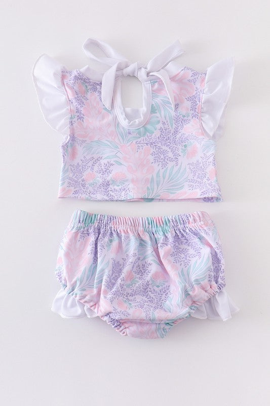 Floral print girl 2pc swimsuit