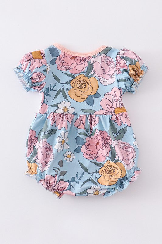 Blue floral print mama's girl bubble