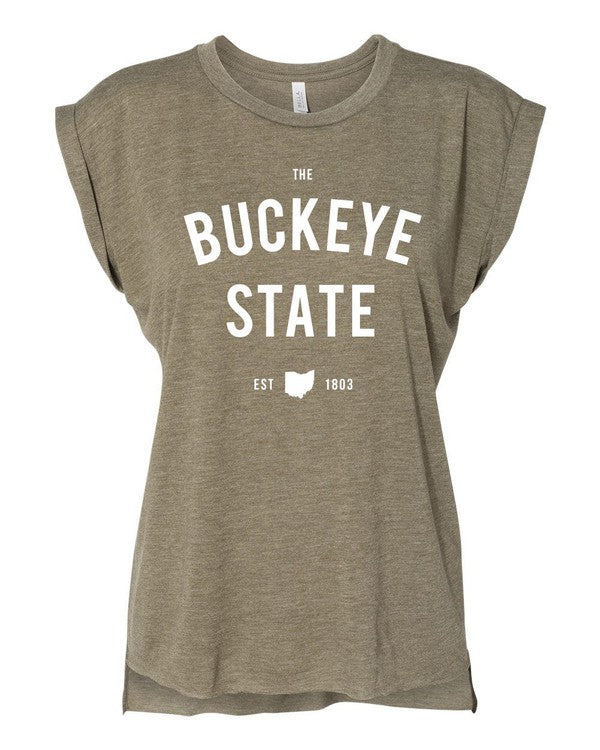 The Buckeye State Ohio Graphic Rolled Cuff Tank