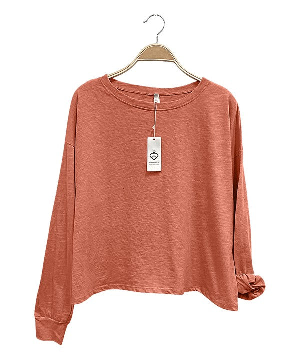 PRE WASHED COTTON OVERSIZED LONG SLEEVE T