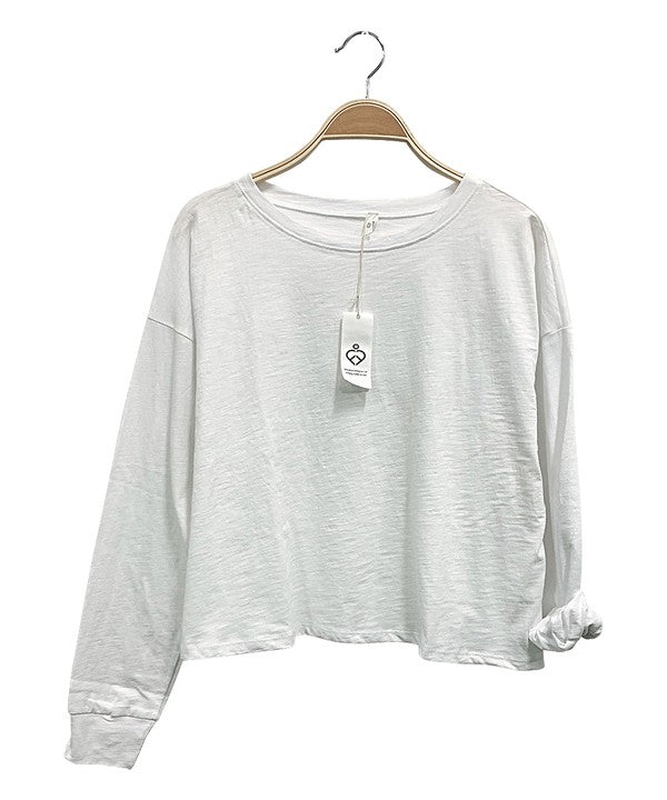 PRE WASHED COTTON OVERSIZED LONG SLEEVE T