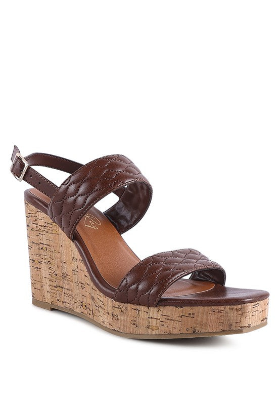 MOHANA QUILTED HIGH WEDGE HEEL SANDALS