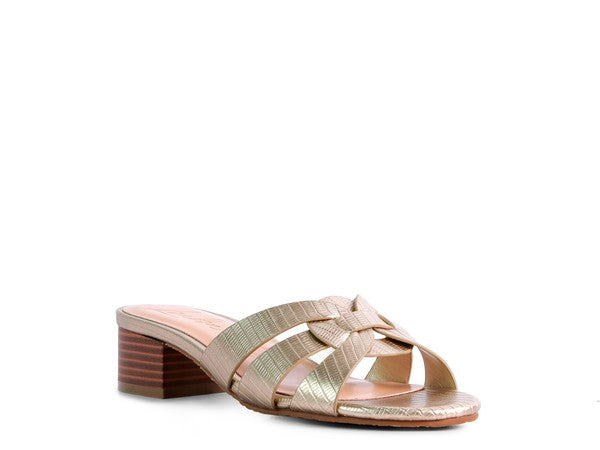 SONNET LOW HEEL SLIDE SANDALS