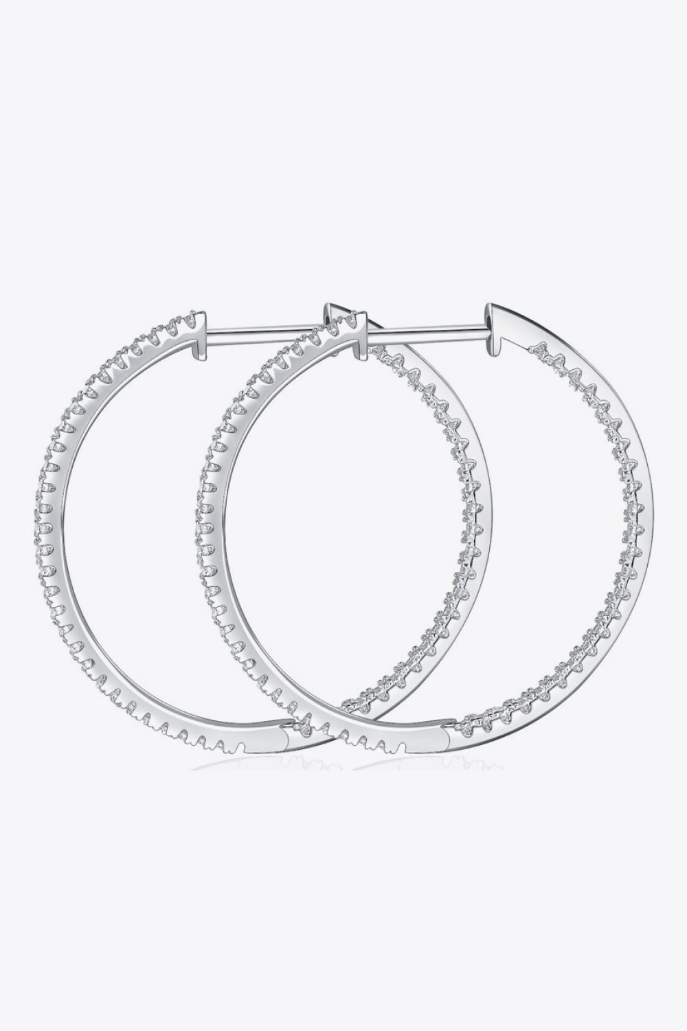 Inlaid Moissanite 925 Sterling Silver Hoop Earrings