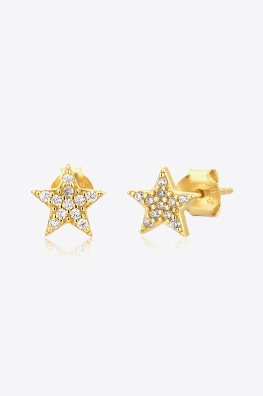 Zircon Decor Star Stud Earrings