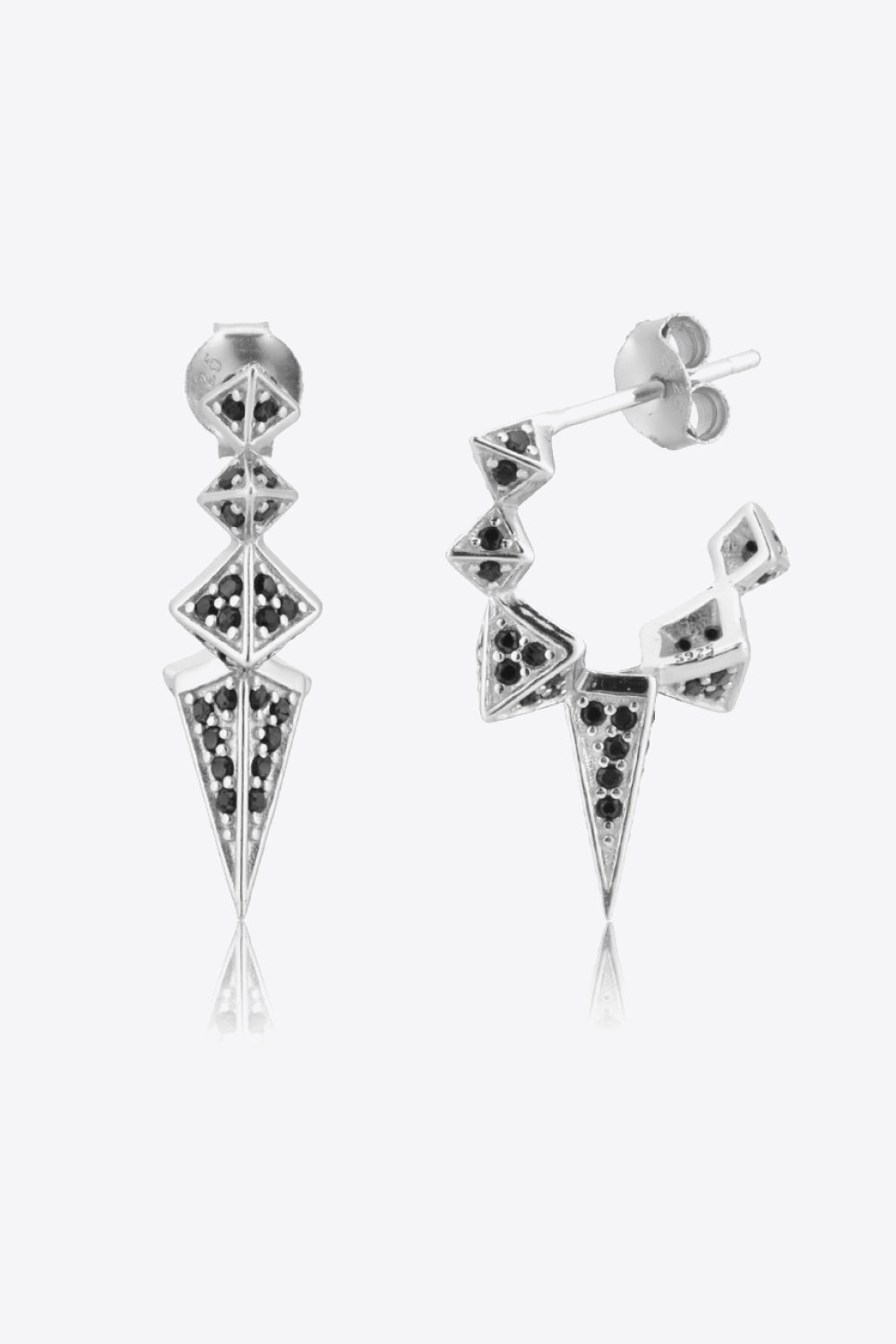 Geometric Zircon Decor 925 Sterling Silver Earrings